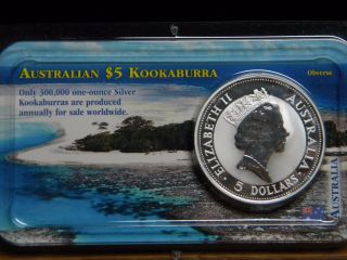 1991 Australian $1 Silver Kookaburra Littleton Showpak Uncirculated Agdg photo