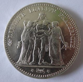 France 1876 A 5 Francs Liberte Egalite Fraternite Silver Coin photo