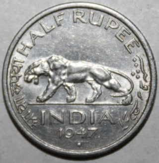 British India Half Rupee Coin,  1947 - Km 553 - George Vi photo