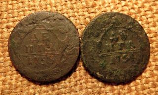 Old Coin Denga / Денга 1753 & 1754 Elizabeth - Ii Rare photo