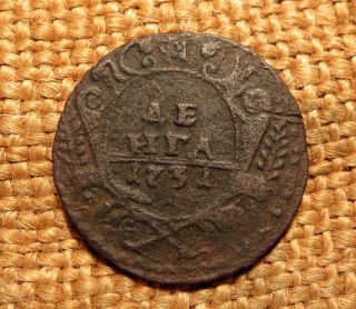 Old Coin Denga / ДЕНГА 1731 Anna Ioanovna Money Rare 9 photo