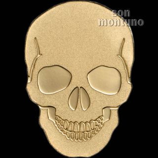 24k Gold Skull - 1/2 Gram 11mm One Dollar Memento Mori Coin In Capsule Palau photo