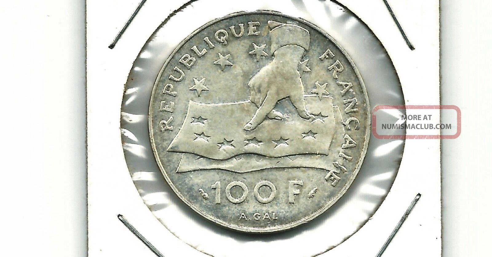 France 1991 100 Francs Silver Unc Coin Km 996 Europe photo