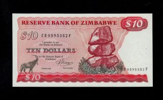 Zimbabwe 10 Dollars 1983 Cb - F Pick 3d Unc Banknote. photo