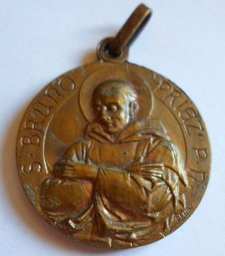 Saint Bruno Of Cologne / Christian Religious Pendant Medal photo