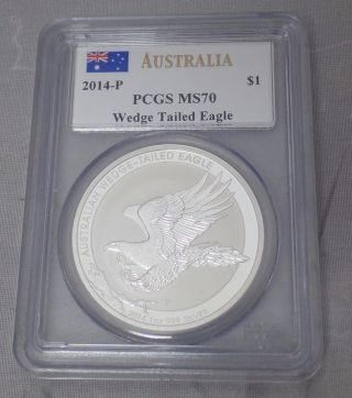 2014 - P Australia Wedge Tailed Eagle $1 Silver Coin | Pcgs Ms70 photo