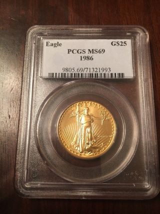 1986 American Gold Eagle $25 Pcgs Ms69 photo