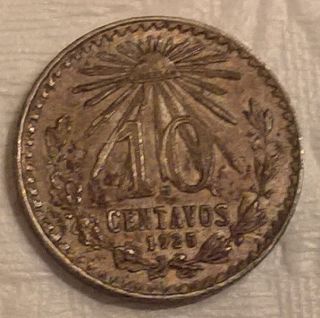 Mexico 1925 0.  720 Fine Silver 10 Centavos Coin photo