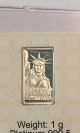 1 Gram Credit Suisse Statue Of Liberty Platinum Bar.  9995 With Assay Platinum photo 2