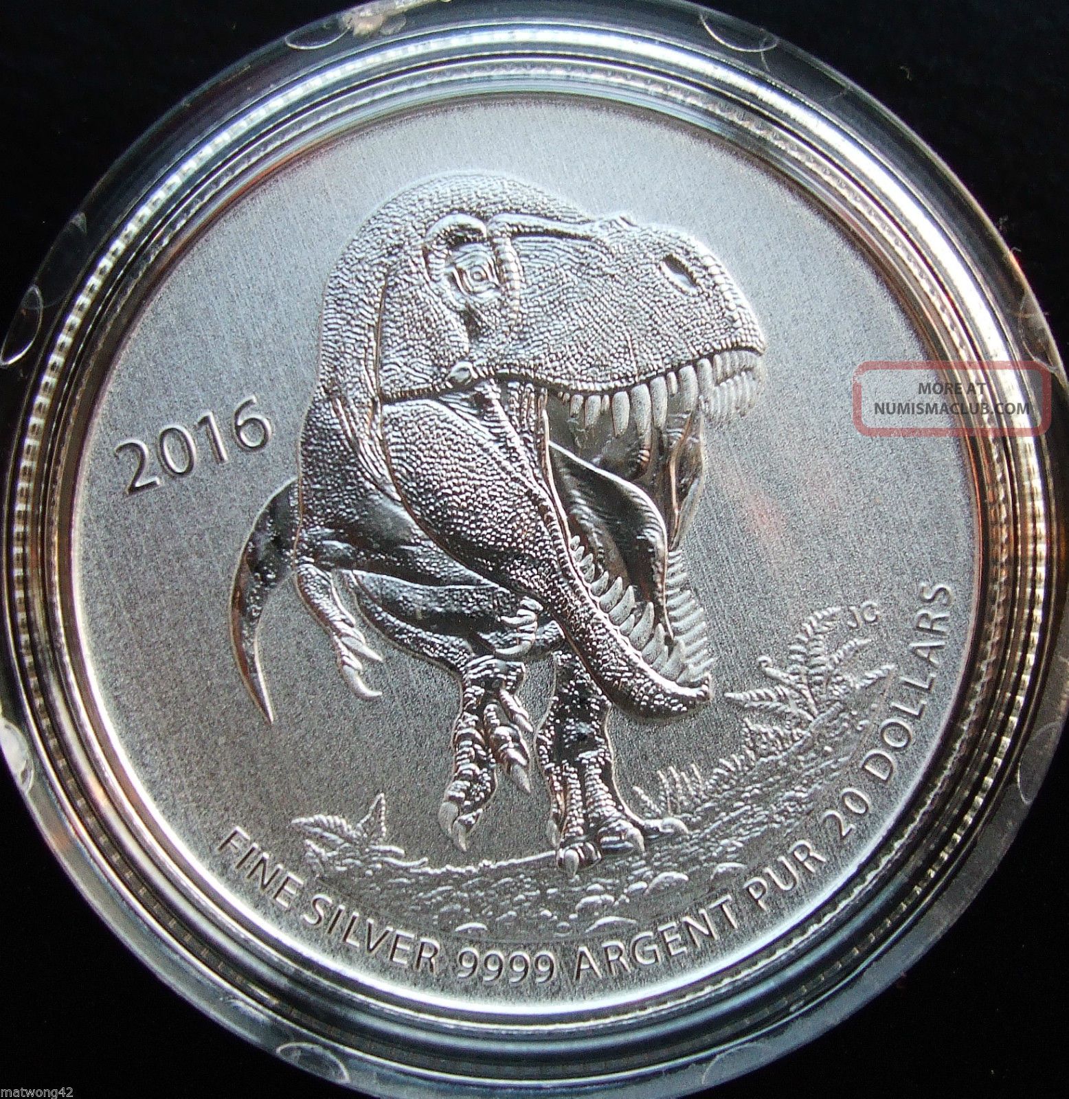 Dinosaur Investment 20 Fine Silver Coin Canada Tyrannosaurus Rex 2016 