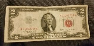 1953 B Series Two Dollar Bill (red Seal) photo