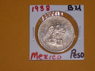 1938 Mexican Silver 1 Peso - Cap & Ray Coin /.  720 Silver -.  3856 Asw photo