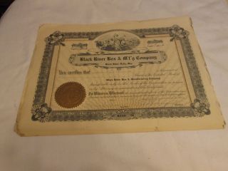 Black River Box & M ' F ' G Company Stock Certificate; 1919; 5 Share Certificate photo