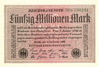Xxx - Rare German 50 Million Mark Weimar Inflation Banknote 1923 Unc photo