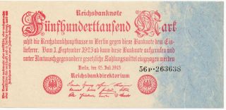 Xxx - Rare German 500000 Mark Weimar Inflation Banknote 1923 Unc photo