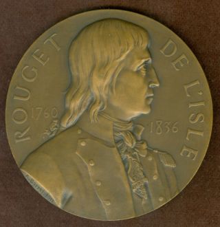 1911 French Medal Issued To Honor Rouget De Lisle (1760 - 1836),  By A.  Borrel photo