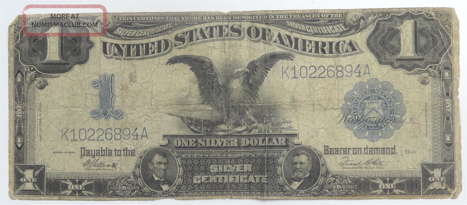 Black Eagle 1899 Silver Certificate Decent With Folds And A Pin Hole Large Size Notes photo