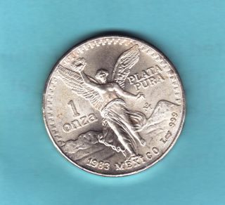 1983 B U 1 Oz 0.  999 Silver Mexican Libertad Coin (mm201) photo