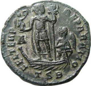 Constans Ae Centenionalis Victory & Labarum Chi - Rho Authentic Ancient Roman Coin photo
