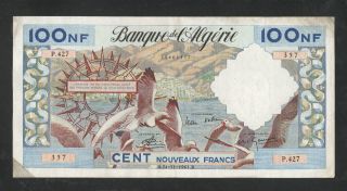 Algeria 100 Nouveaux Francs 24.  11.  1961 Xf - Vf P121b photo
