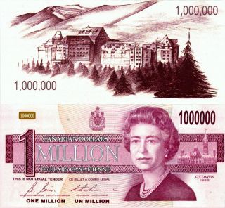 ◆◆uncirculated Banknote◆◆ 1988 $1 Million Dolla - Unc Crisp Canada $1000 - Colour photo