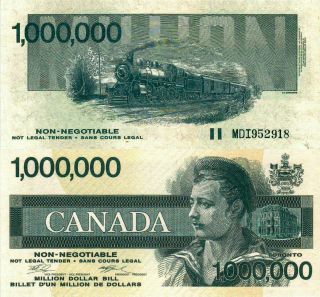 ◆◆uncirculated Banknote◆◆ 1991 $1 Million Dolla Sailor Train - Unc Crisp Canada photo