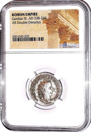 Gordian Iii: Kid Caesar Double Denarius Coin,  Ngc Certified Circ 238 Ad photo