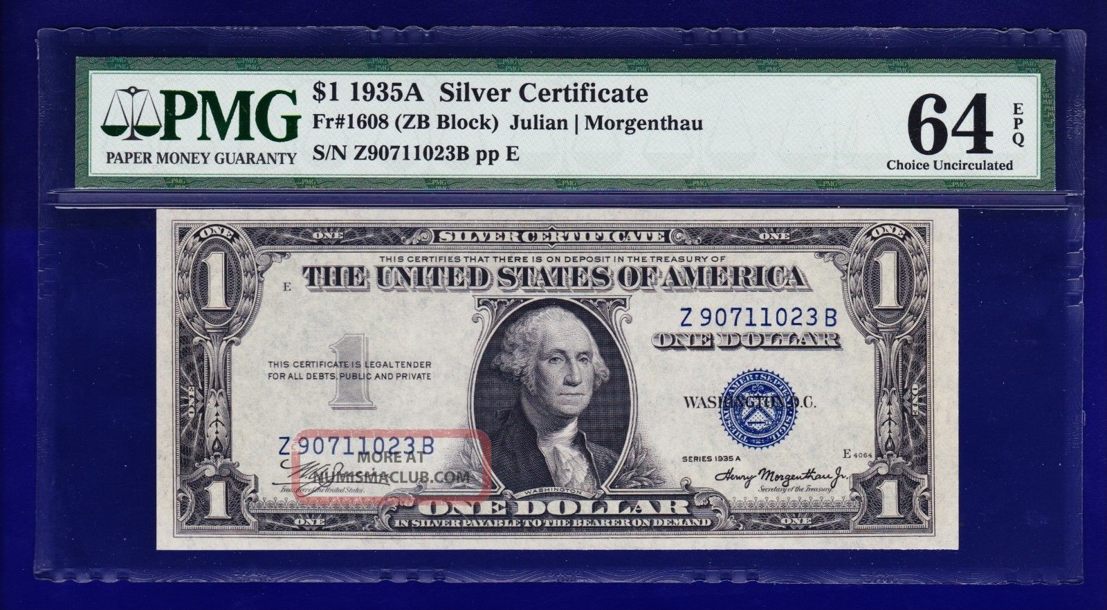 1935 A $1 Silver Certificate (z - B Block) Cu Unc Pmg Choice 64 Epq Small Size Notes photo