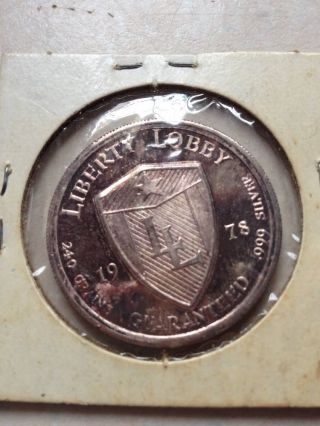 Liberty Lobby Jackson Silver Coin 1978 240 Gram.  999 photo