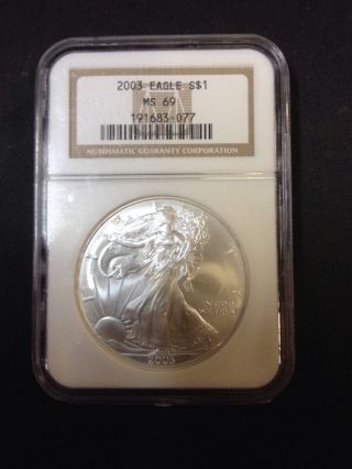 2003 Ase $1 Ngc Ms69 - American Silver Eagle - Certified Near Perfect Grade photo