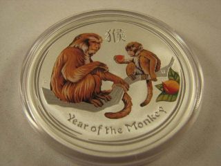2016 Colored 2 Oz Silver Year Of Monkey Lunar Coin Perth Australia photo