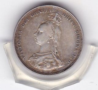 1887 Queen Victoria Sterling Silver Shilling British Coin photo