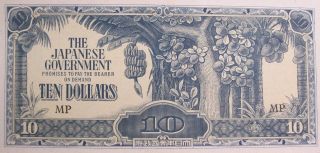 Japan Wwii Occupation Of Malaysia (1942 - 44) 10$ (p - M7) (unc) Japanese Banknote photo