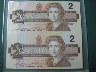 1986 Canadian Two Dollar Bills ($2.  00) Uncut photo