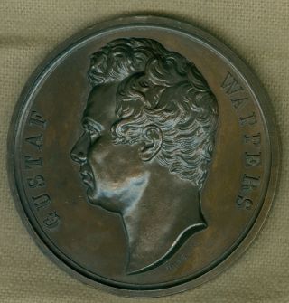 1834 Belgium Medal To Honor Gustaf Wappers,  Engraved By Hart photo