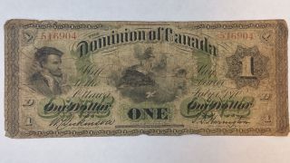 Dominion Of Canada,  1870 $1.  00 Banknote Good To Very Good 
