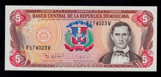 Dominican Republic 5 Pesos 1995 Pick 147 Unc Banknote. photo
