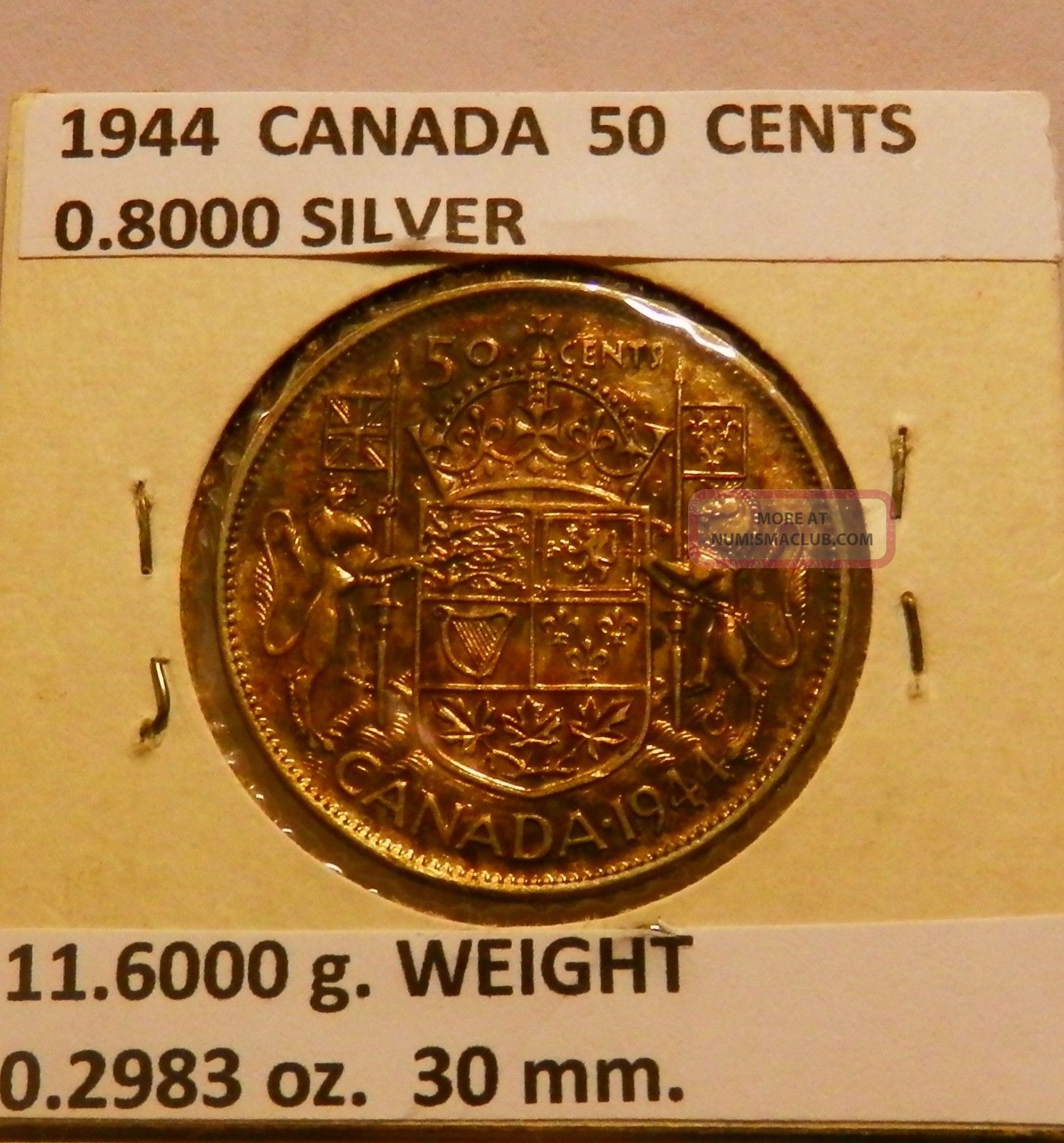 1944 Silver Canada Half Dollar.  925 Silver Australia photo