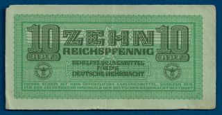 Ww2 German Armed Forces 10 Reichspfennig 1942 M - 34 Military Payment Certificate photo