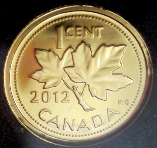 2012 Canada Farewell To The Penny 1/25oz.  9999 Pure Gold Coin photo