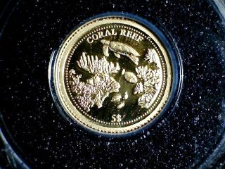 2009 Nauru - Five Dollar Proof Gold Coin – Coral Reef.  999 Gold photo
