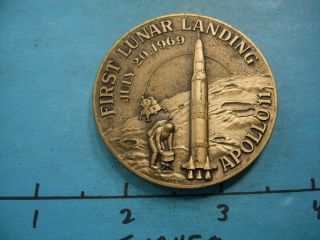 2.  4 Oz Apollo 11 Space Moon Landing Vintage High Relief Bronze Coin Rare 2 photo