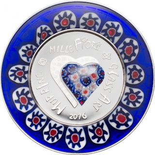Cook Islands 2016 $5 Murrine Millefiori Glass Art 20g Silver Proof Coin photo