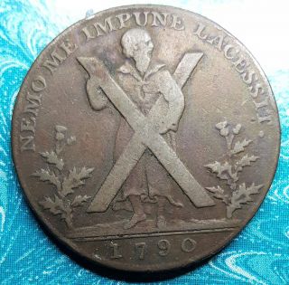 1790 Scotland Lothian Edinburgh Half Penny Conder Token D&h 25 Scarce R4 Variety photo