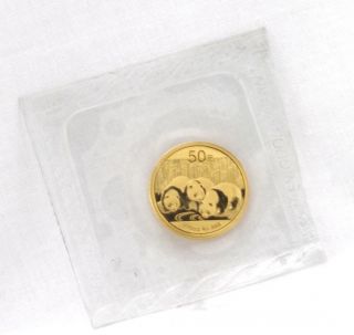 2013 China 1/10 Oz Gold Panda Coin - 50 Yuan - Bu  -.  999 Pure Gold 24k photo