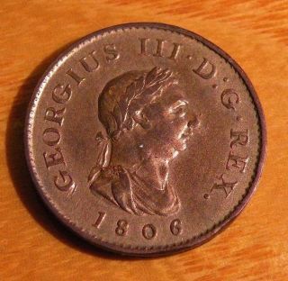 Colonial Coin1806 Great Britain Bu Red Copper Antique Cent King George Farthing photo