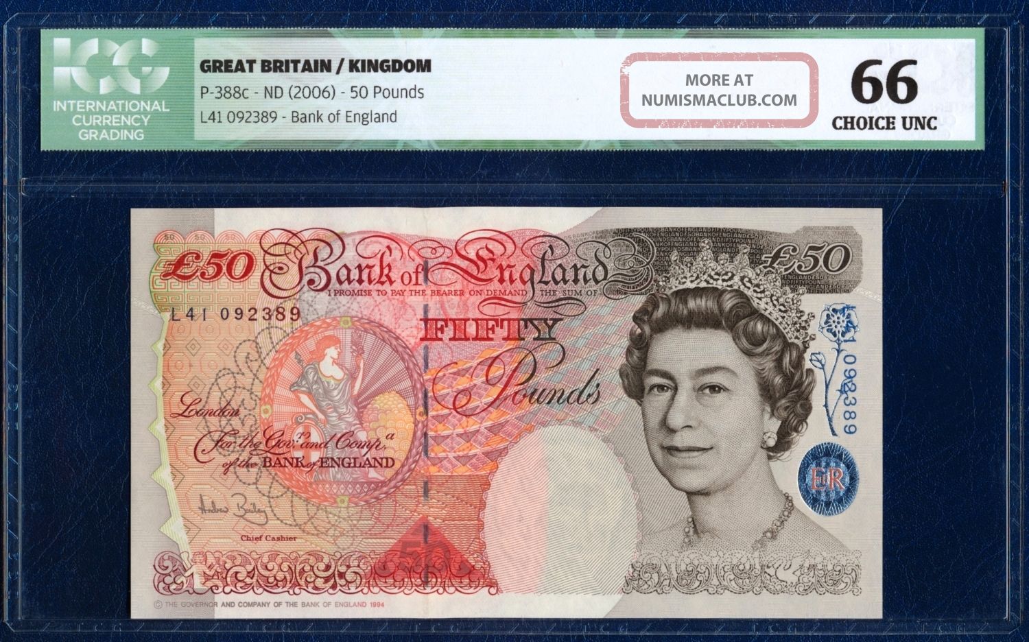 Great Britain England 50 Pounds Elizabeth Ii Pick 388c 2006 Icg 66 Choice Unc Europe photo
