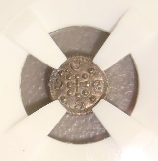Ad 1095 - 1161 Medieval Hungary Silver Denar Ngc Ms62 photo