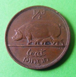 Irish State Issue 1937 Half Penny Coin - Scarce - Example Ireland photo