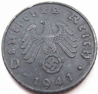 Ww2 German 1941 - A 5rp Reichspfennig 3rd Reich Zinc Nazi Coin photo
